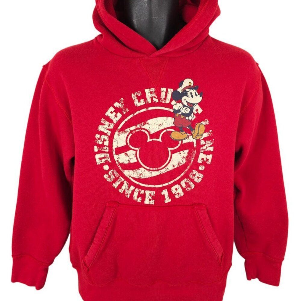 Disney Cruise Line Sweatshirt Hoodie Mens Size Small Red Mickey Mouse Pullover - Picture 2 of 7